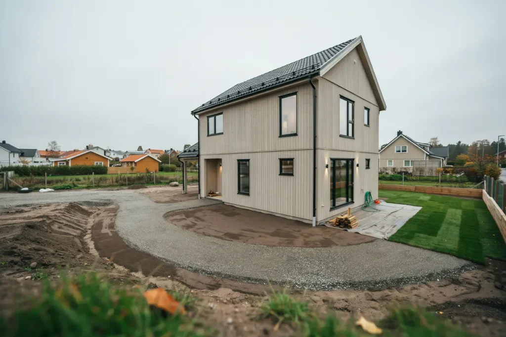 tomten efter nybygget s finplanerar du marken f r gr smatta g ngar och r tt niv er